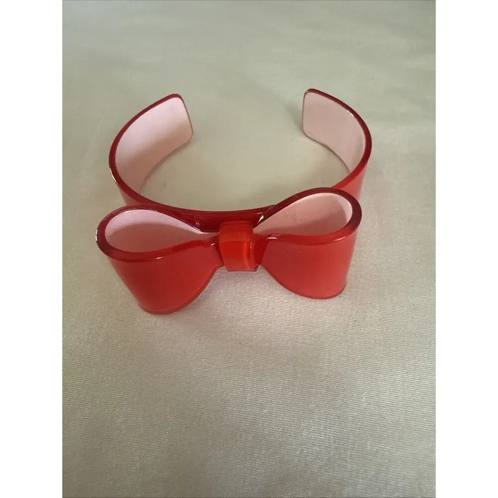 Vintage Red Bow Bangle Bracelet Red RARE